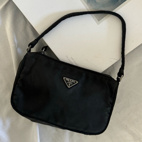 PRADA handbag accessory pouch handbag Pocono triangular logo plate Tessuto - Picture 1 of 9